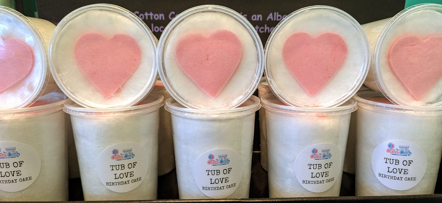 Tub of Love Birthday Cake with Raspberry Heart Cut outs